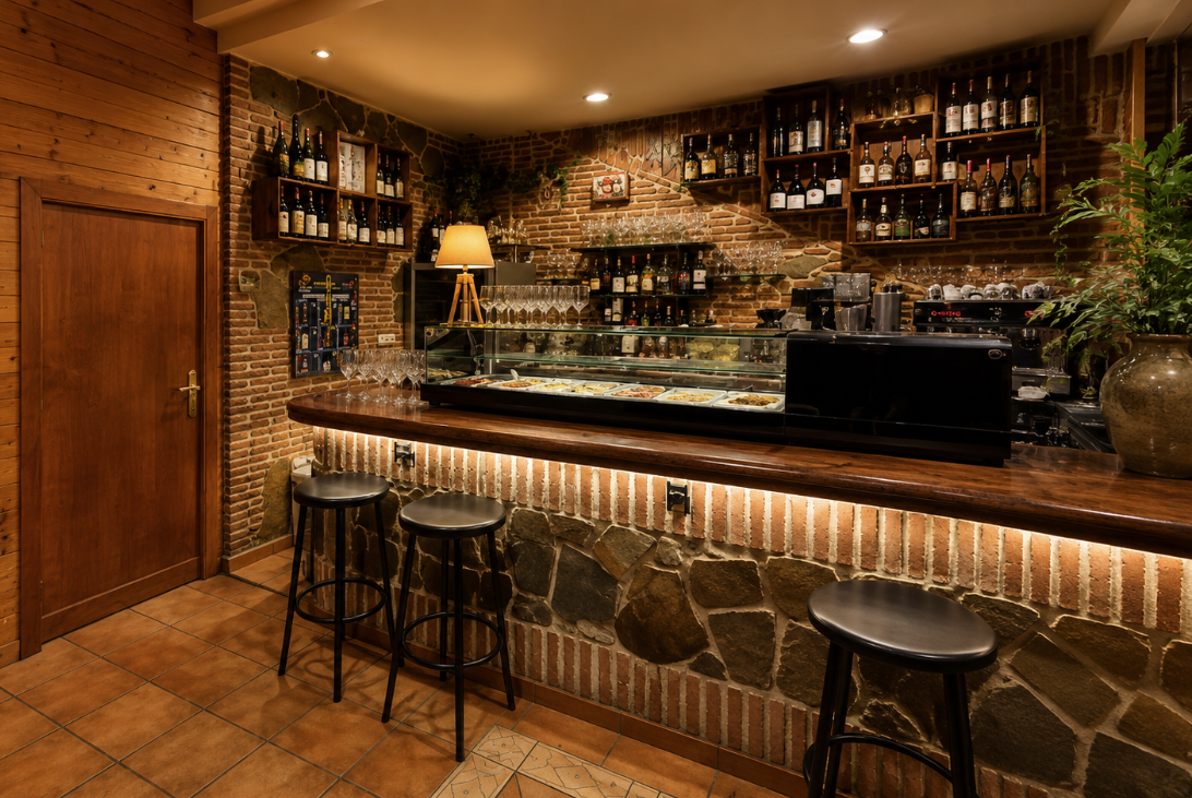 Barra acogedora del Restaurante Cafetería Romayka en Pinto